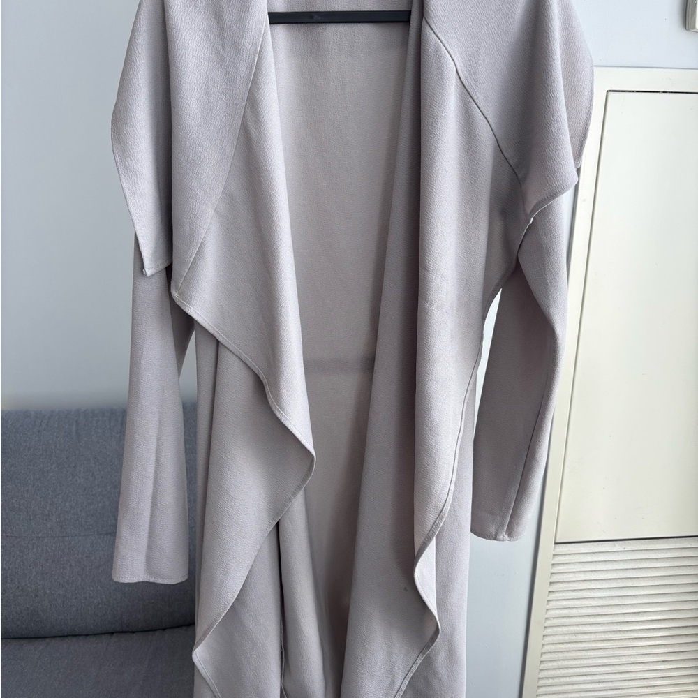 Elegant Women's long Gray wrap sweater